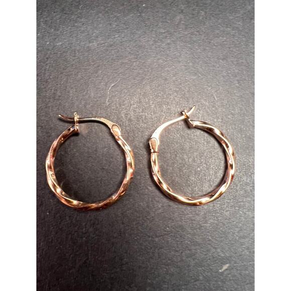 NEW gold over sterling silver twisted hoop earrings - Picture 1 of 9